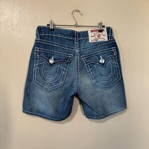 True Religion "swimwear" distressed denim shorts